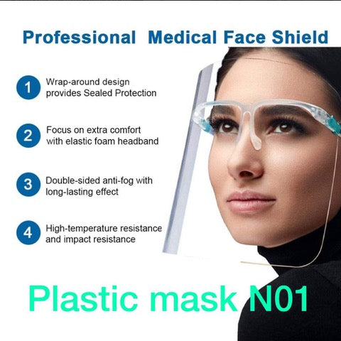 Ansiktsmaske med briller i plast/visir
